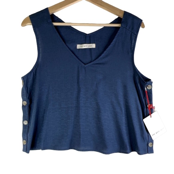 The Good Jane Tops - The Good Jane Womens Tank Top Medium Blue Textured Sleeveless Coastal Minimalist